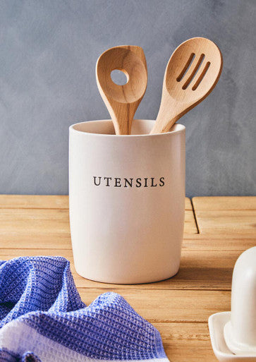 Farmhouse Cream Utensil Holder
