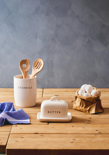 Farmhouse Cream Utensil Holder