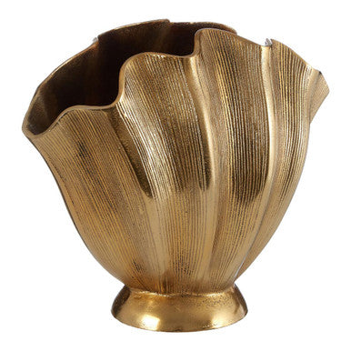Estrella Small Gold Finish Fluted Vase