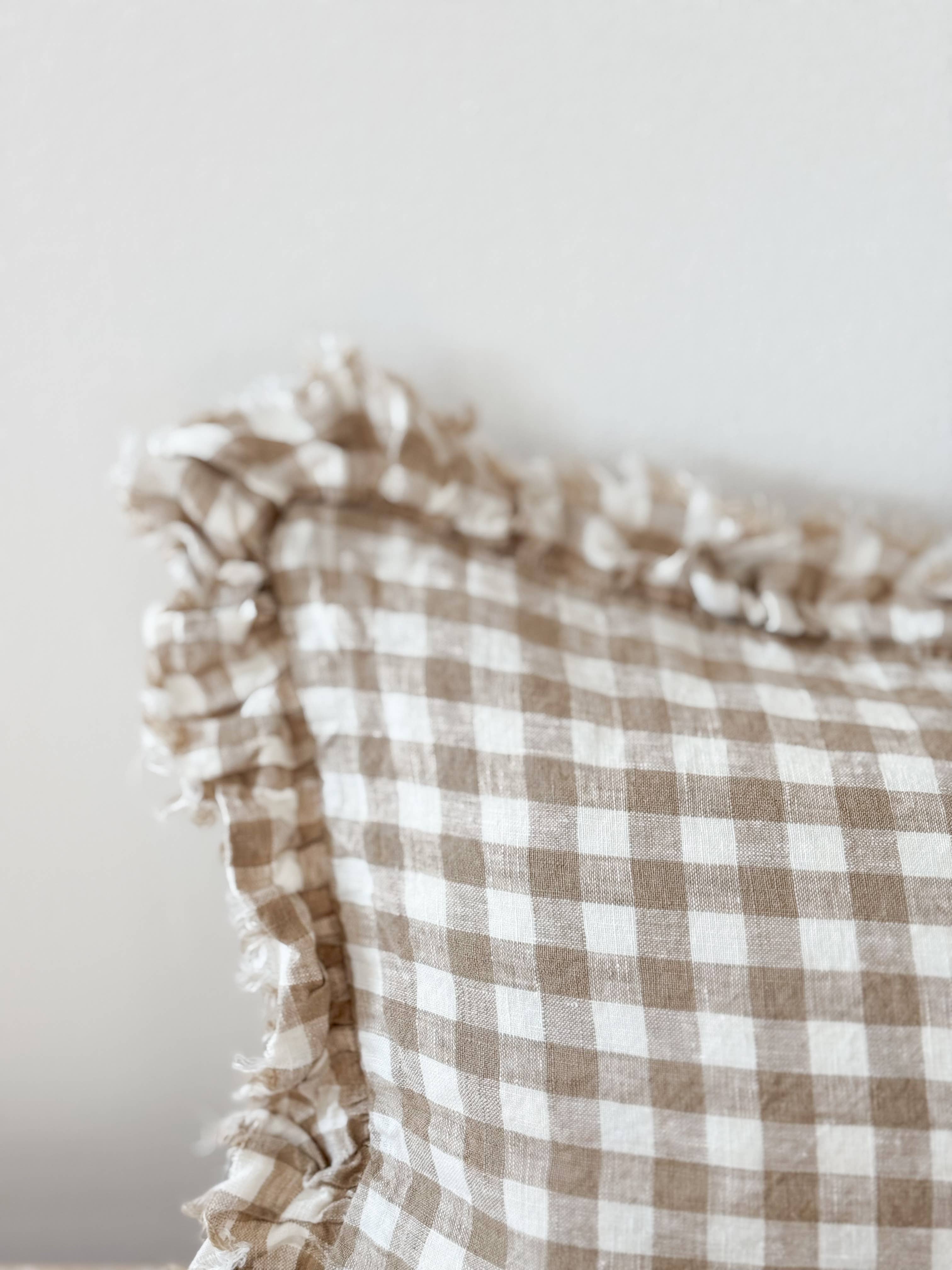 Hallie Light Brown Gingham Cushion Cover, 50x30: 45 x 45 cm