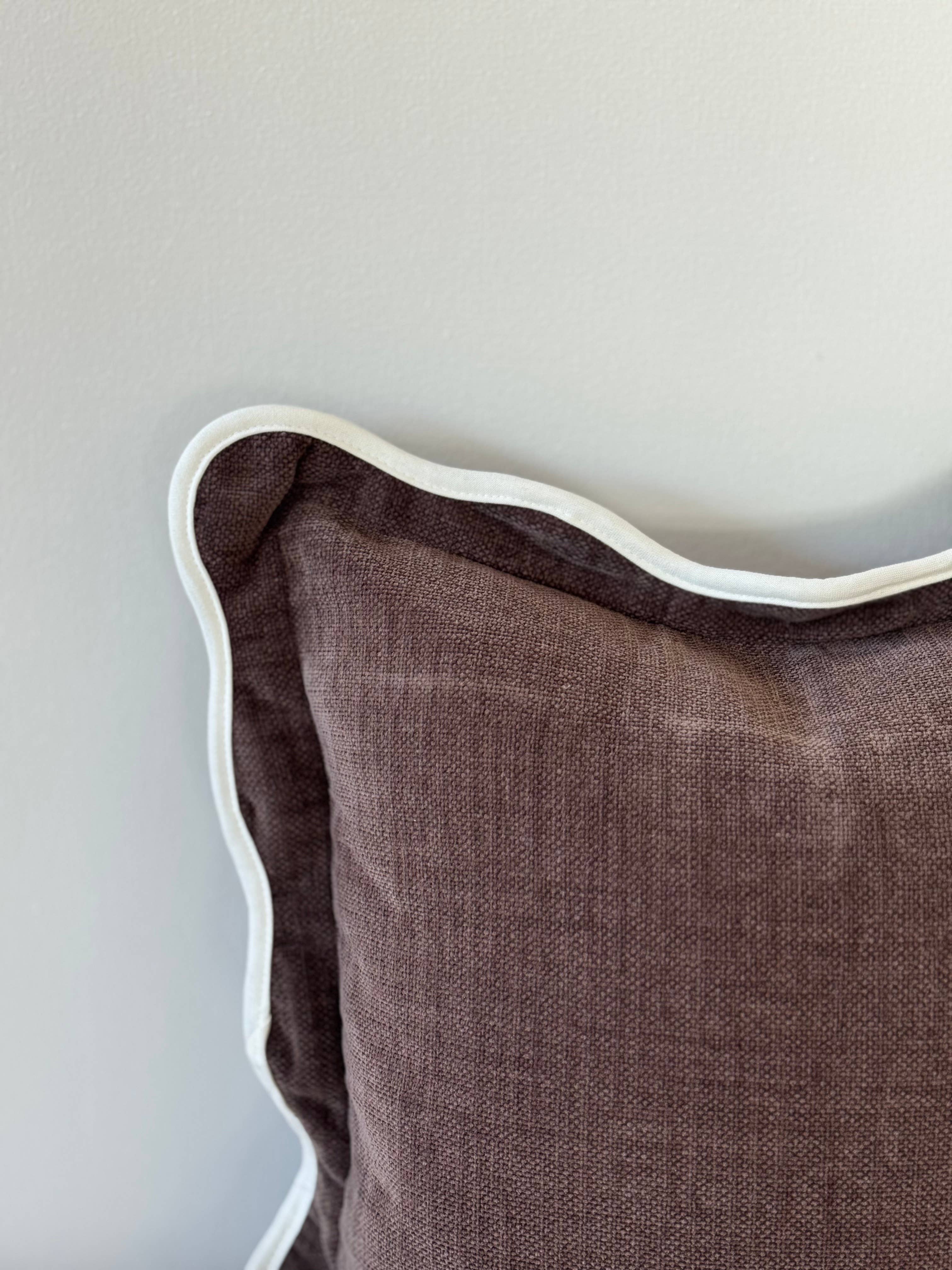 Chloe Dark Brown Scalloped Edge Cushion