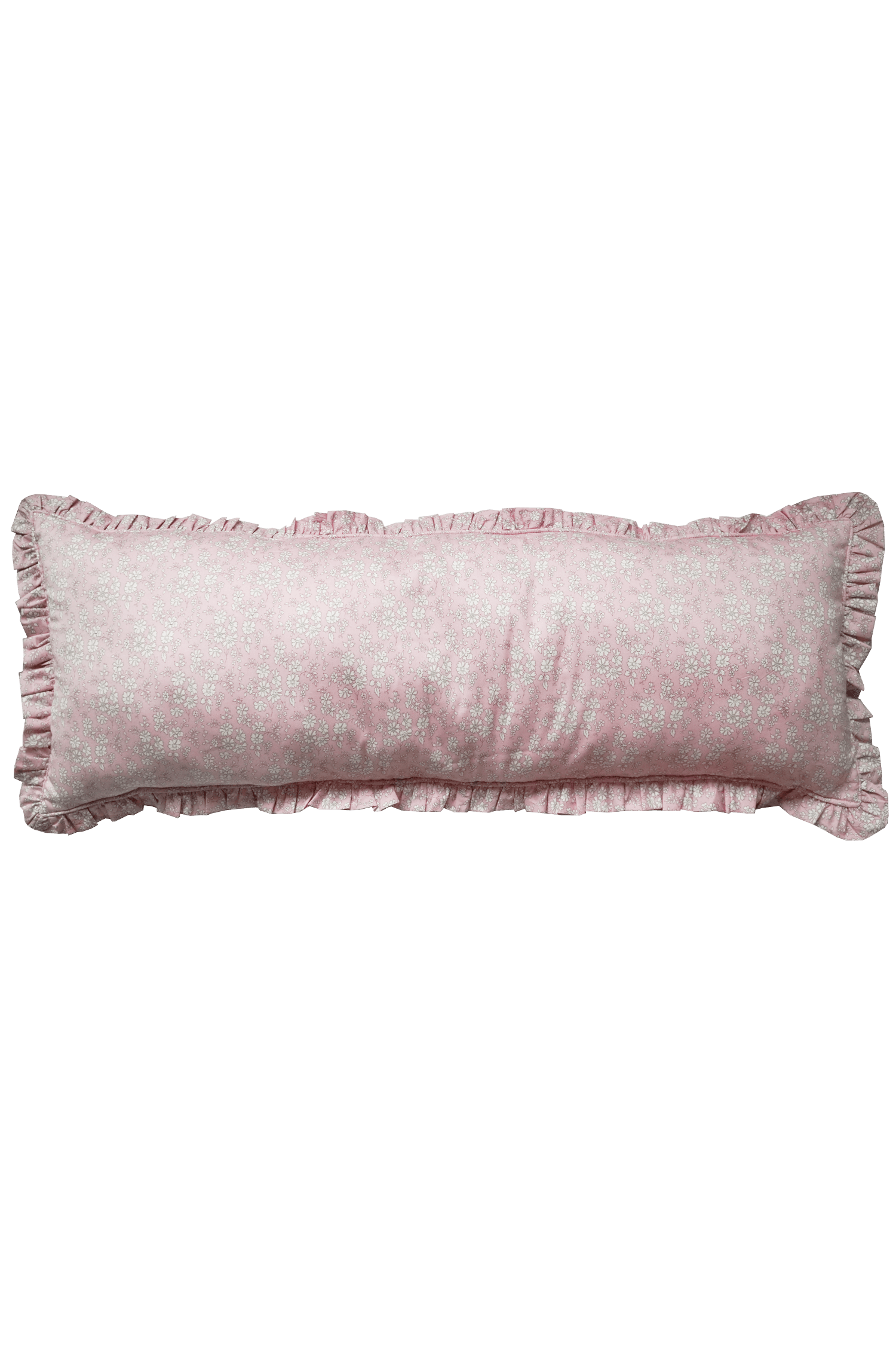 Ruffle Bolster Lumbar Cushion made with Liberty Fabric CAPEL PINK