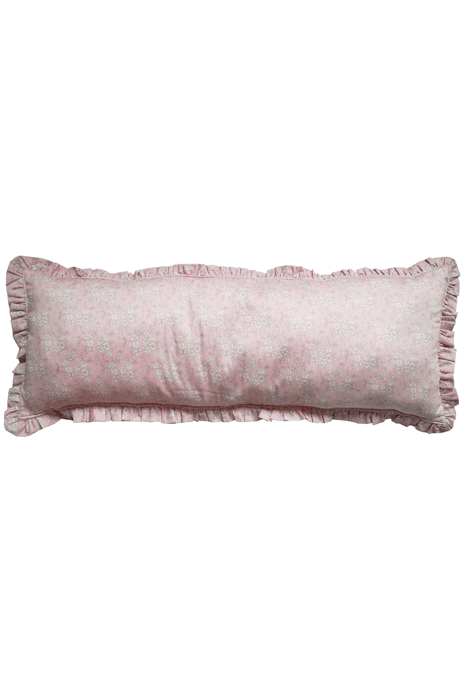 Ruffle Bolster Lumbar Cushion made with Liberty Fabric CAPEL PINK