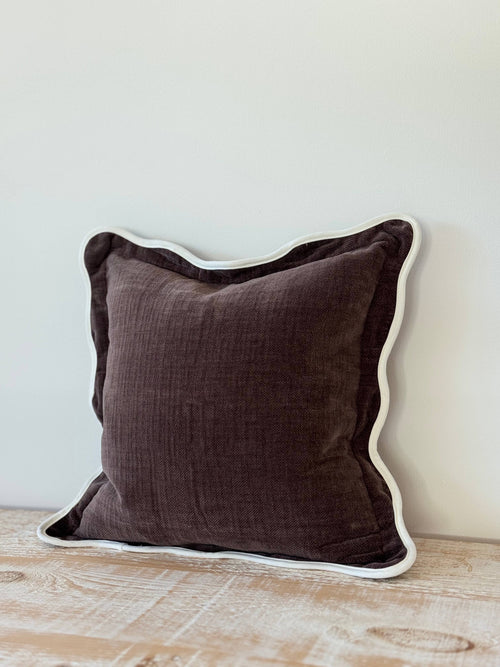 Chloe Dark Brown Scalloped Edge Cushion