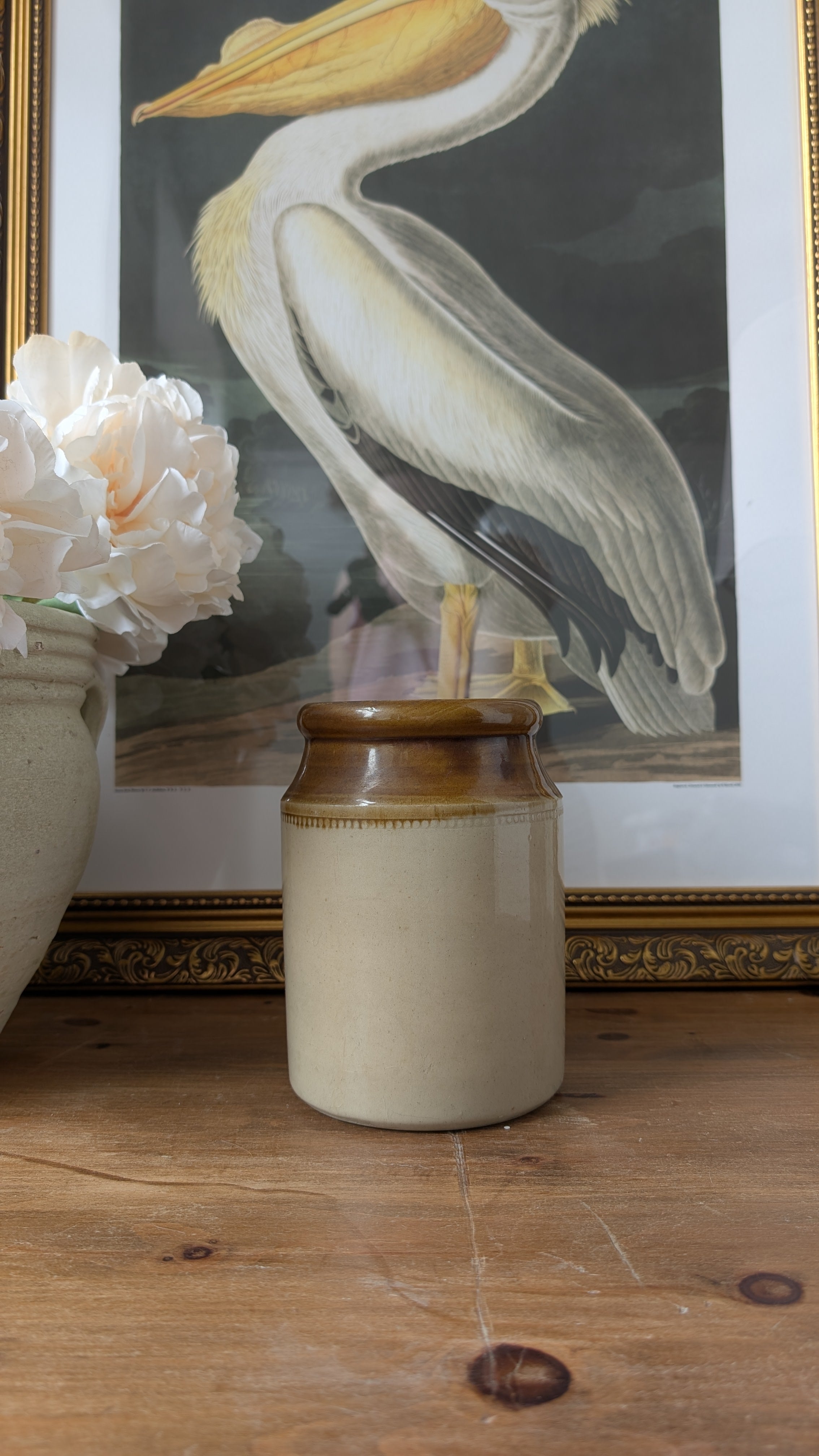 Vintage Stoneware Preserve Jar – Two-Tone Glaze - Small #1