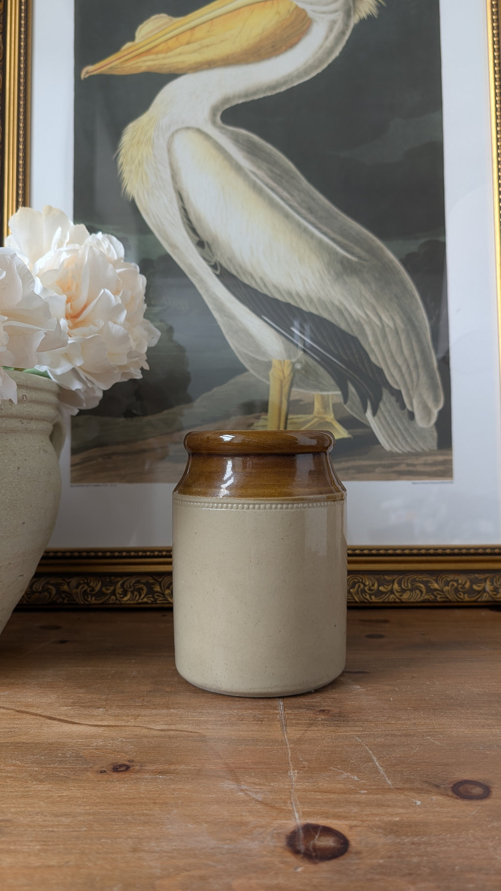 Vintage Stoneware Preserve Jar – Two-Tone Glaze - Small #1