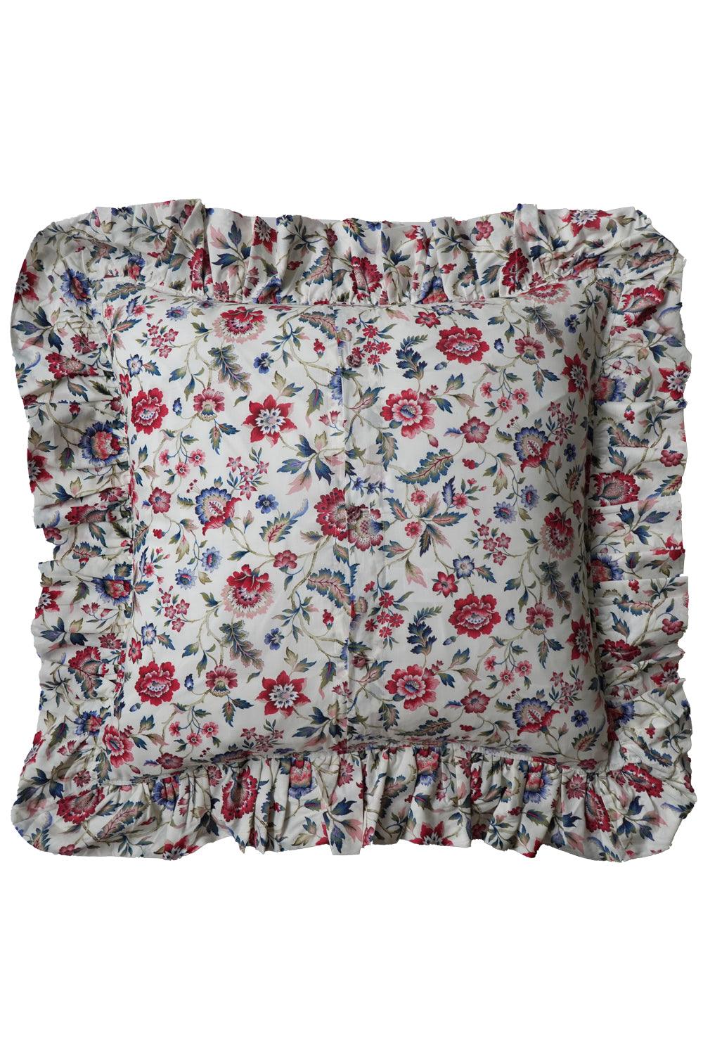 Ruffle Cushion made with Liberty Fabric EVA BELLE