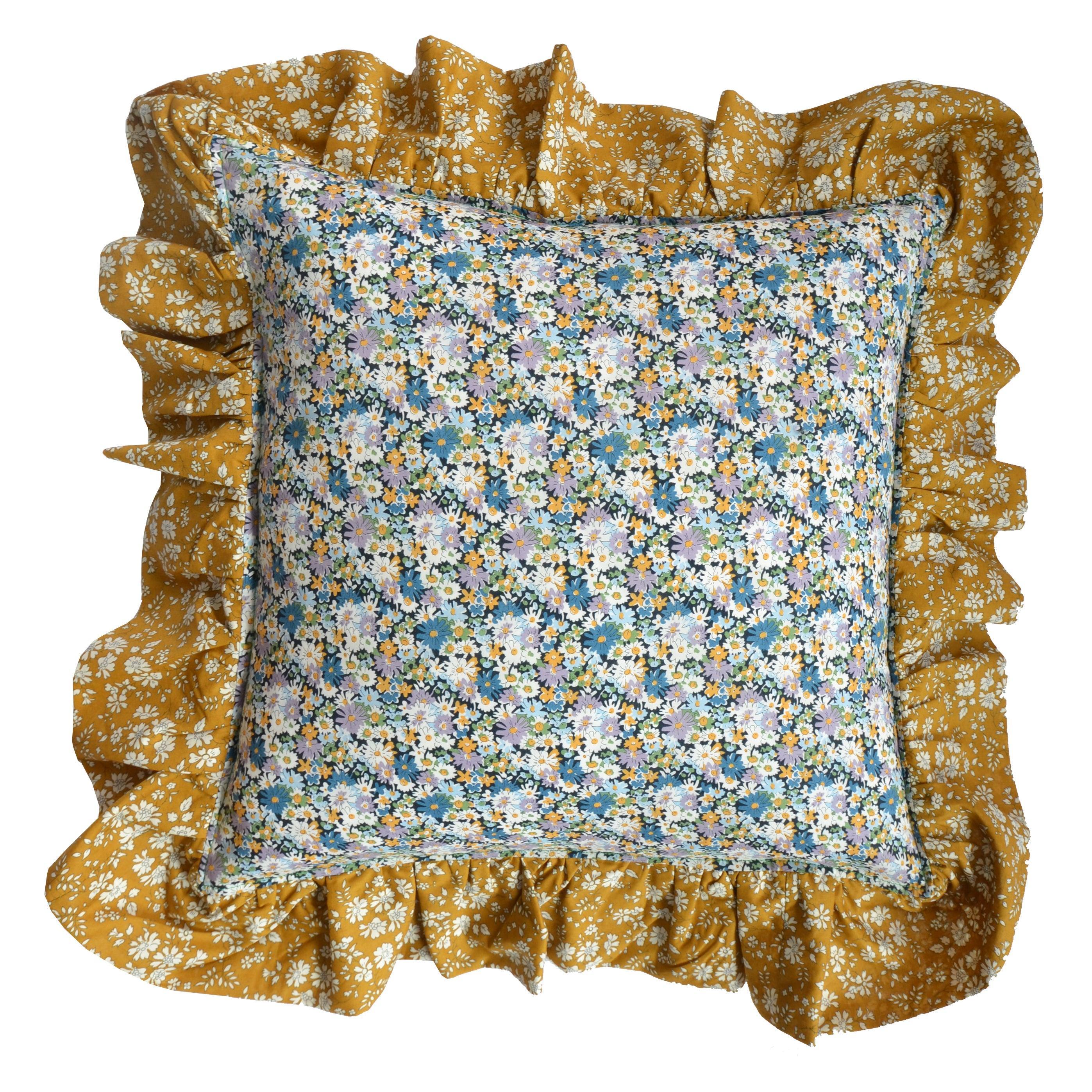 Ruffle Cushion made with Liberty Fabric LIBBY & CAPEL