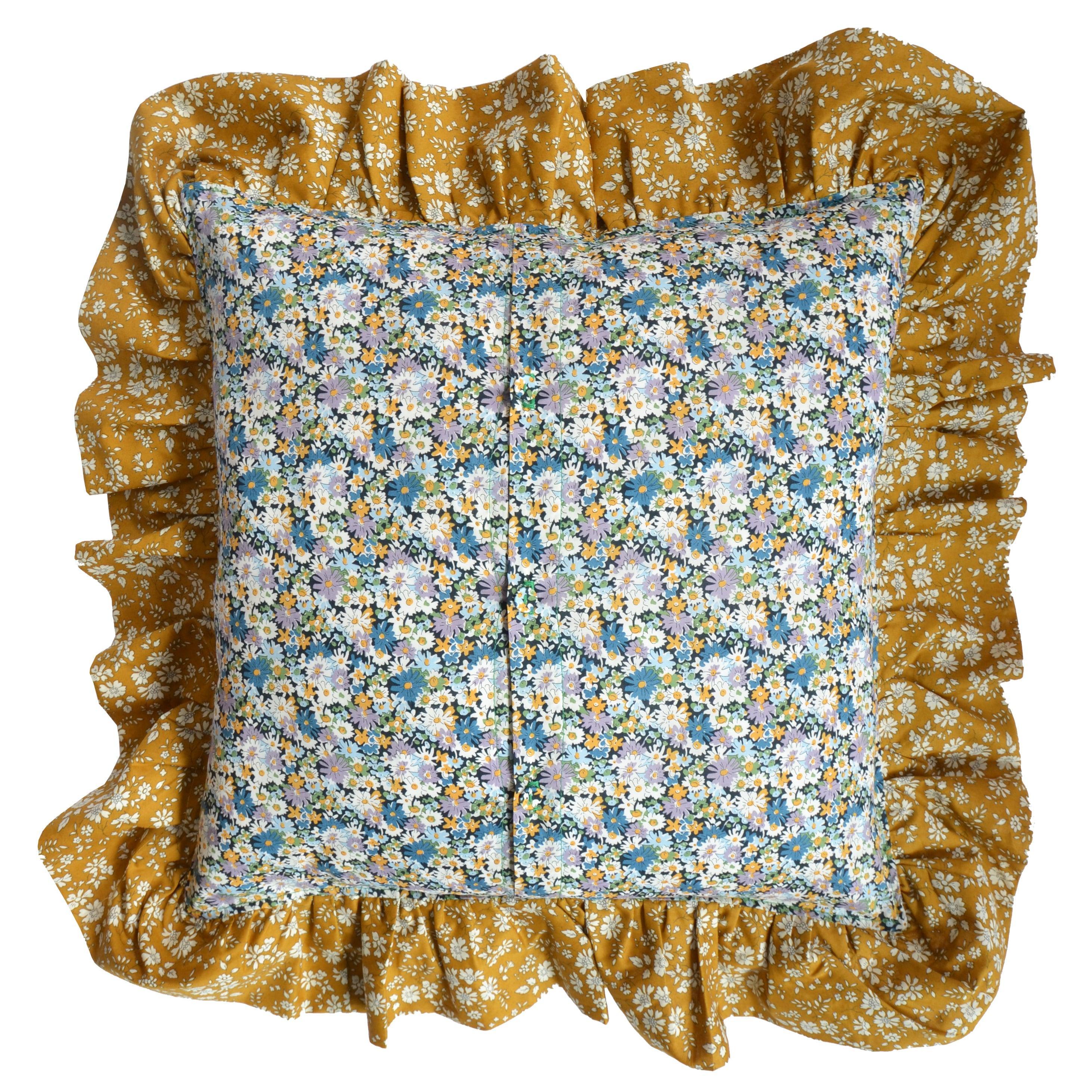 Ruffle Cushion made with Liberty Fabric LIBBY & CAPEL