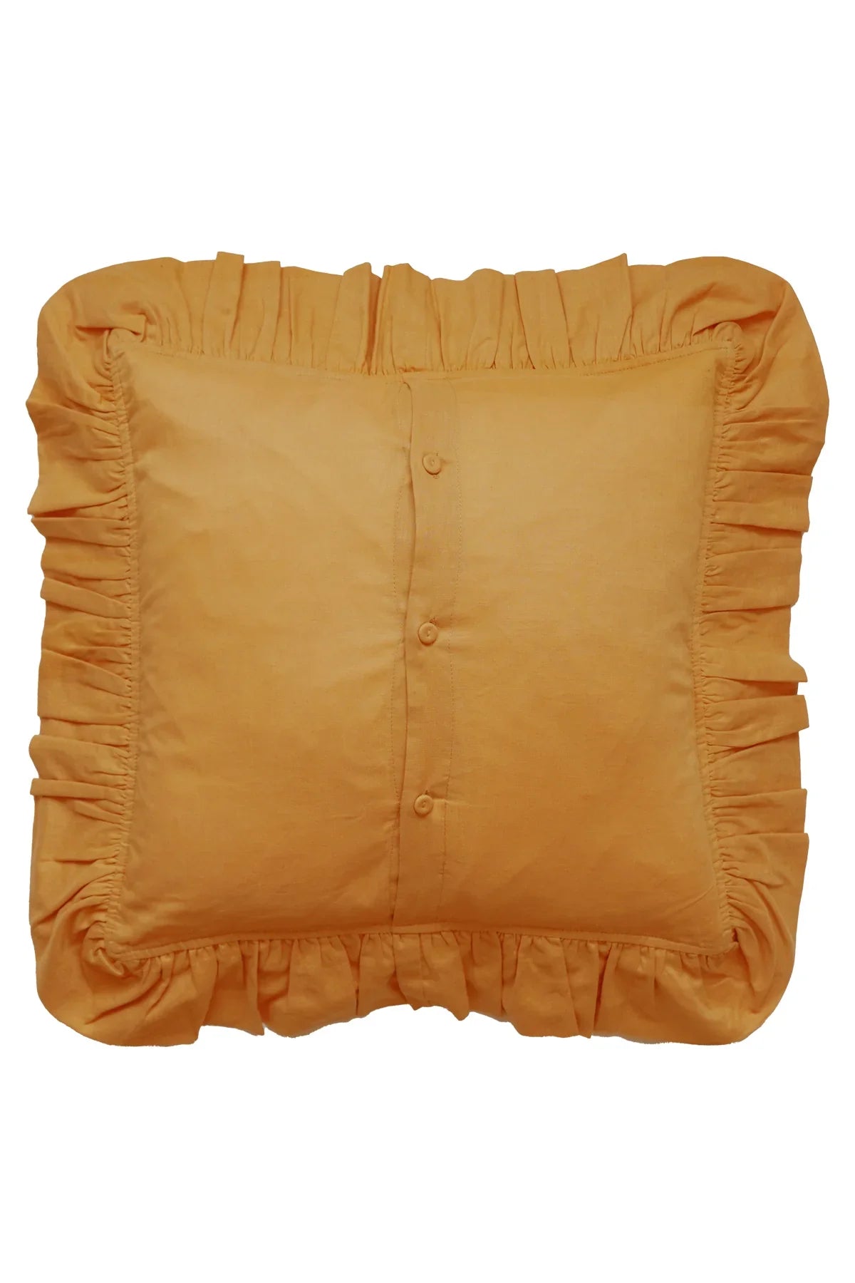 Embroidered Ruffle Cushion made with Linen Liberty Fabric TURMERIC